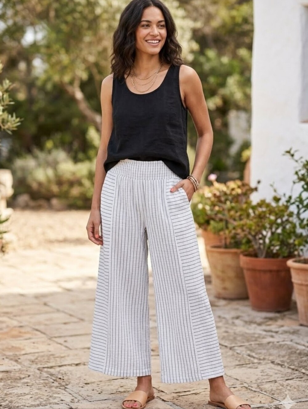 Heros & Dreamers Striped Wide Leg Gauze Pants S